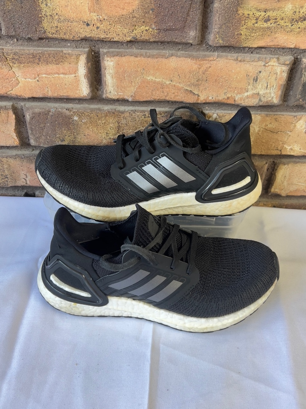 adidas Black Knit Women’s Running Shoes with White Midsole